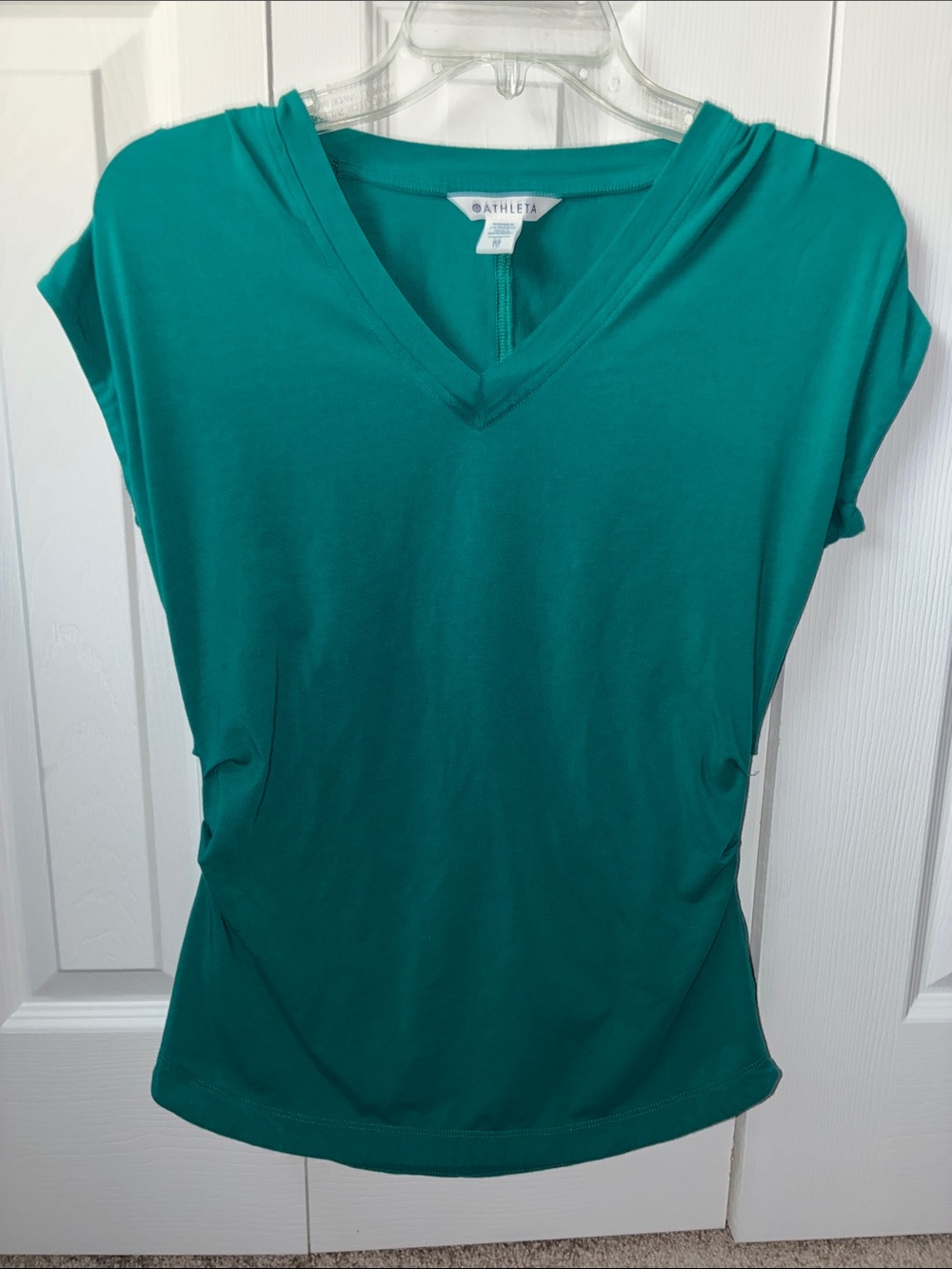 Athleta Teal Short Sleeve V-Neck Active Tee